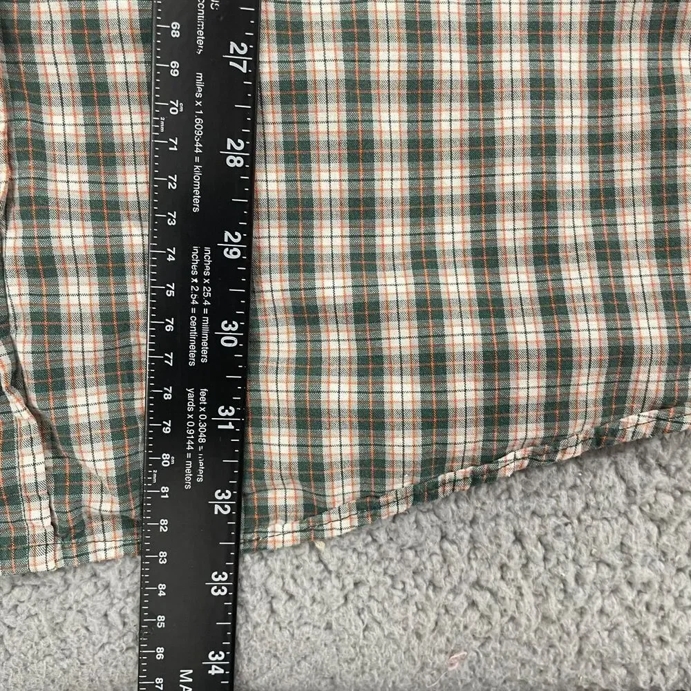 Carhartt Button Down Shirt Men XL Green Orange  Plaid Short Sleeve Workwear‎
